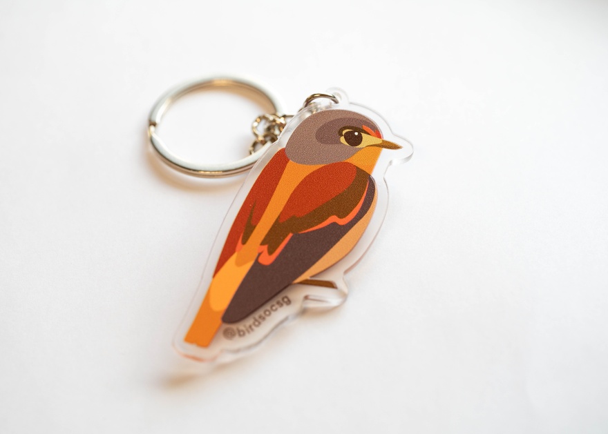 Ferruginous Flycatcher Keychain [Terrestrial Birds of SG]